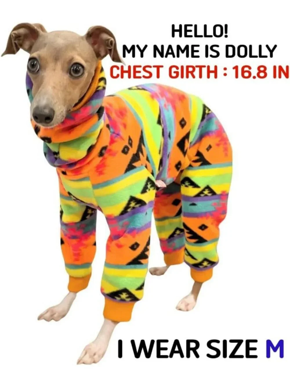 Cozy Nordic Fleece Turtleneck Sweater for Italian Greyhound & Whippet - Orange